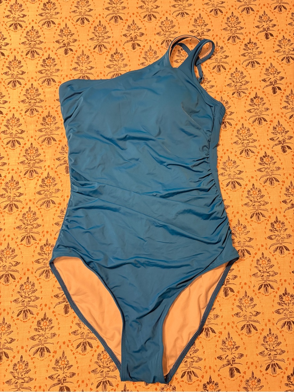SOLOW Teal One-Shoulder Ruched Swimsuit